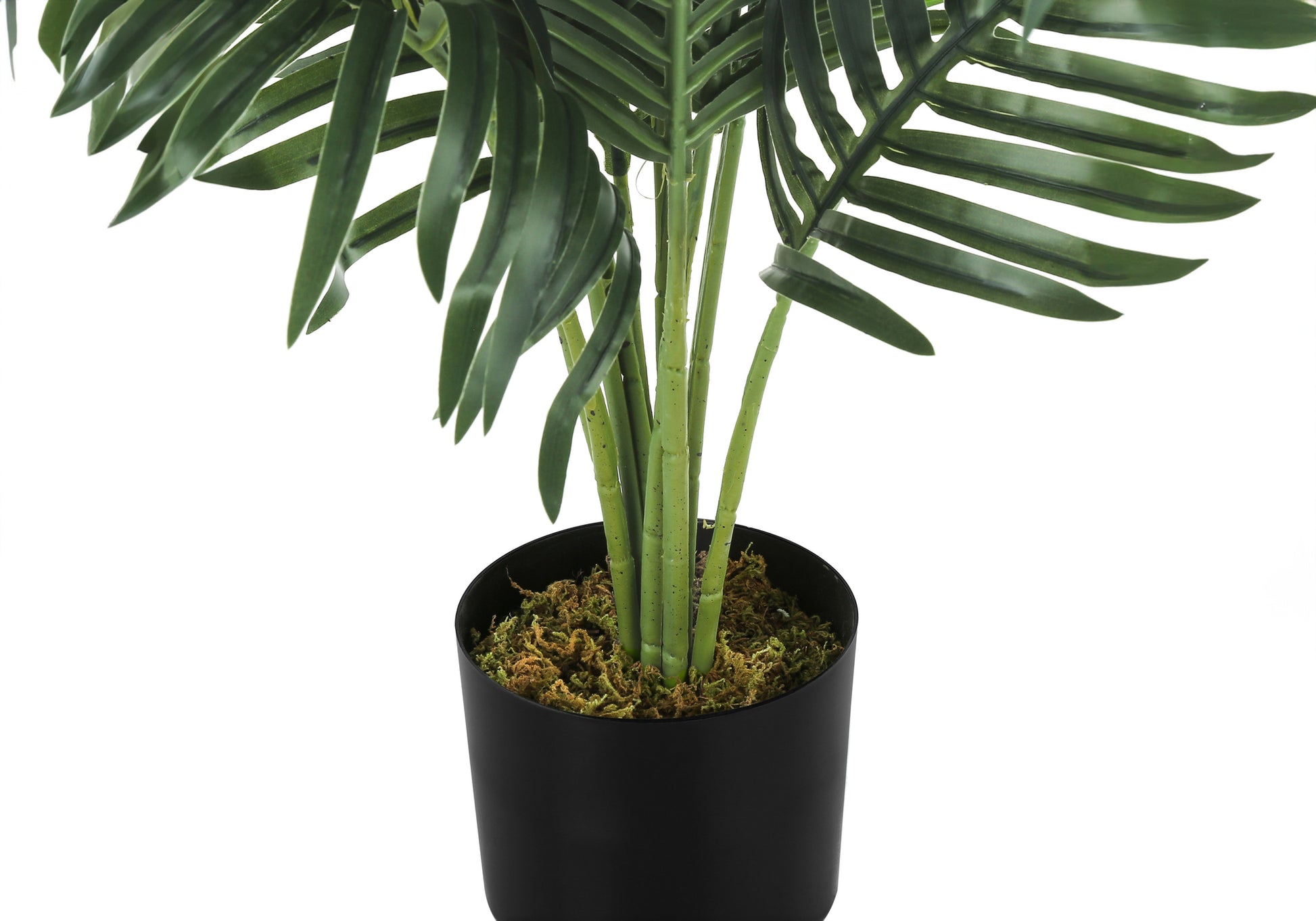 Artificial Plant, 34" Tall, Palm Tree, Indoor, Faux, Fake, Floor, Greenery, Potted, Real Touch, Decorative, Green Leaves, Black Pot Green Plastic