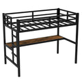 Metal Twin Xl Size Loft Bed With Power Outlet And Led Lighted, Space Saving, Noise Reduced, Black Twin Xl Black Metal
