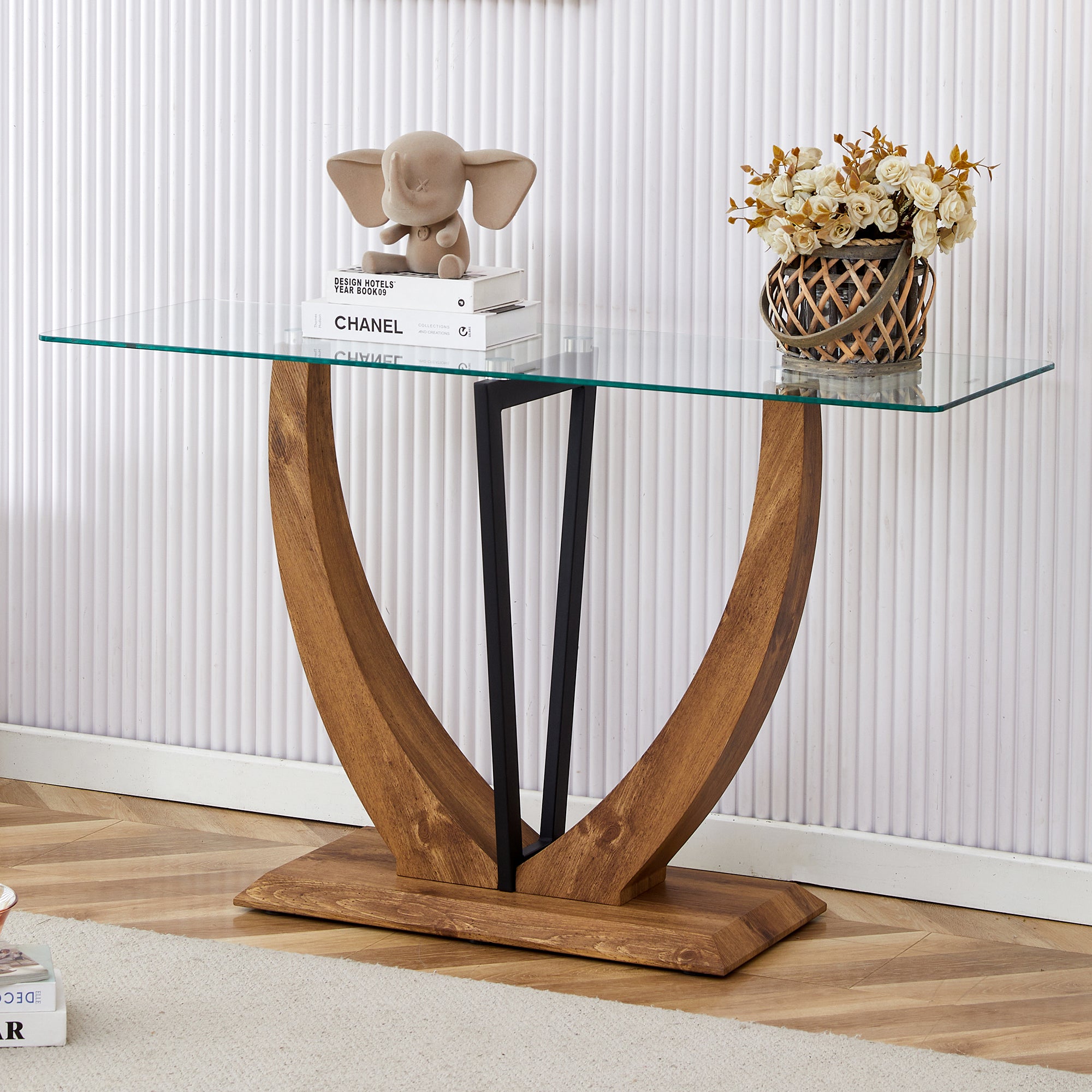 Modern Minimalist Rectangular Glass Table With 0.39 