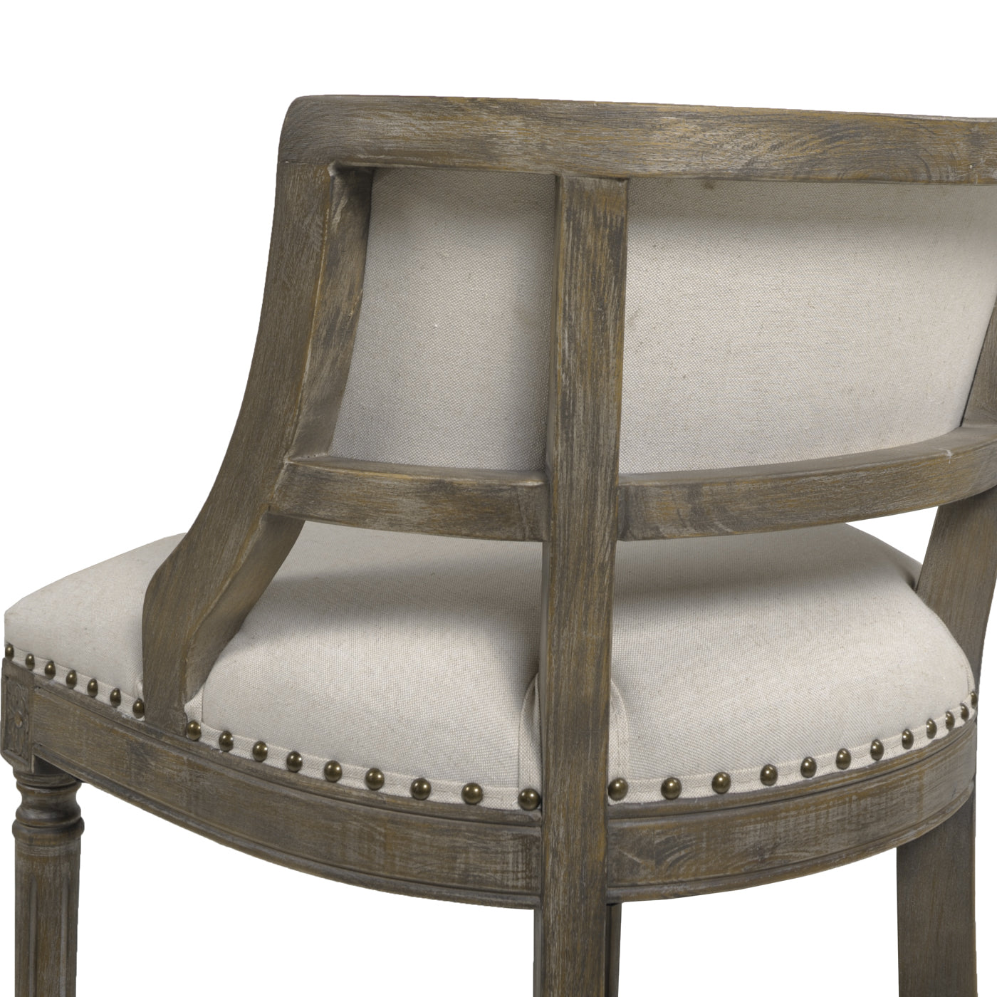 Paris 30.5 Farmhouse Bar Stool With Backrest, Light Beige Linen Beige Foam Linen