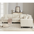 Packaging Upgrade Oversized Modular Sectional Sofa Set, L Shaped Couch,Corduroy ,Upholstered,Deep Seat,5 Seat,5 Throw Pillow And 6 Back Cushion,Living Room, Apartment ,Beige Beige Polyester Wood