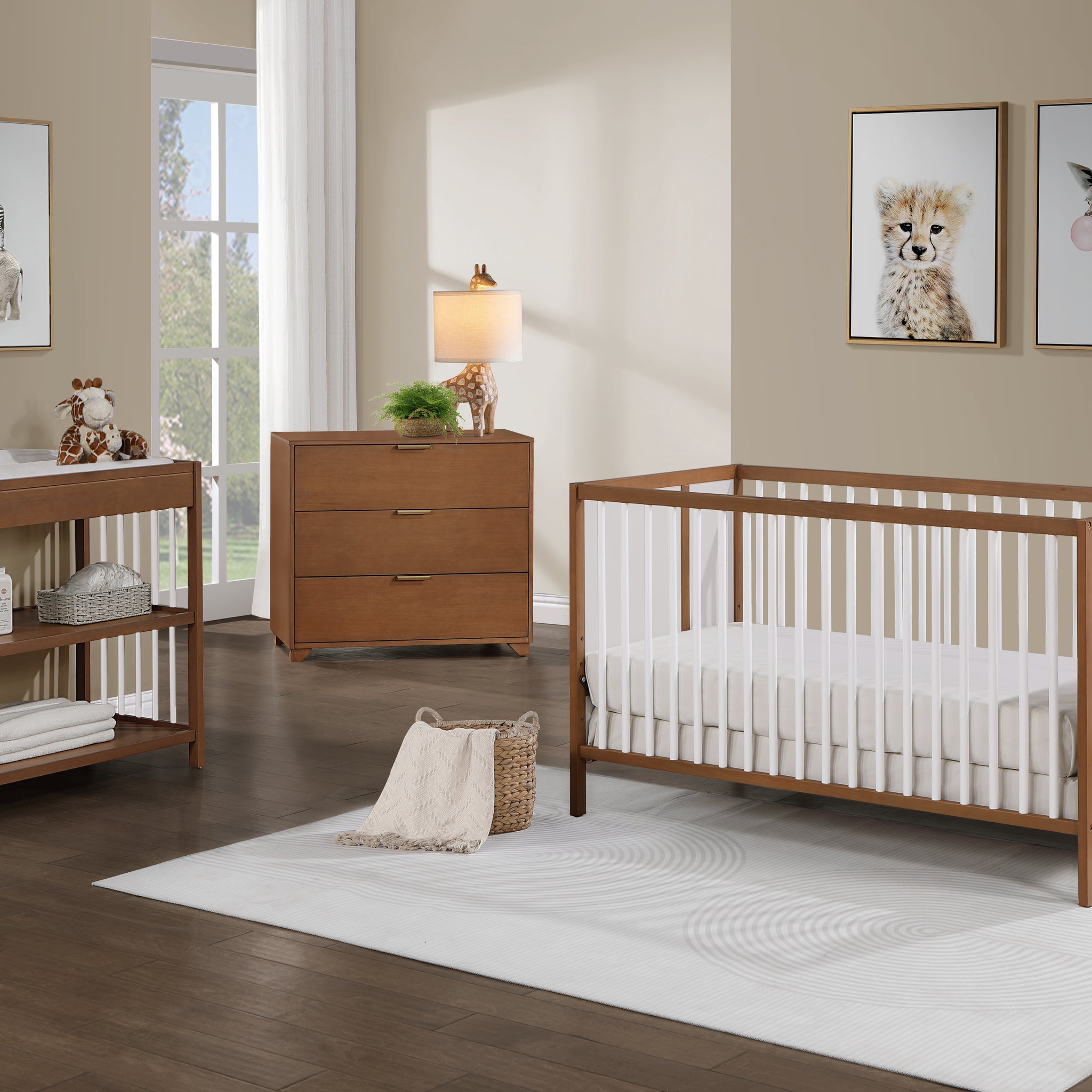 Pixie Finn 3 In 1 Crib In Walnut White Walnut Wood