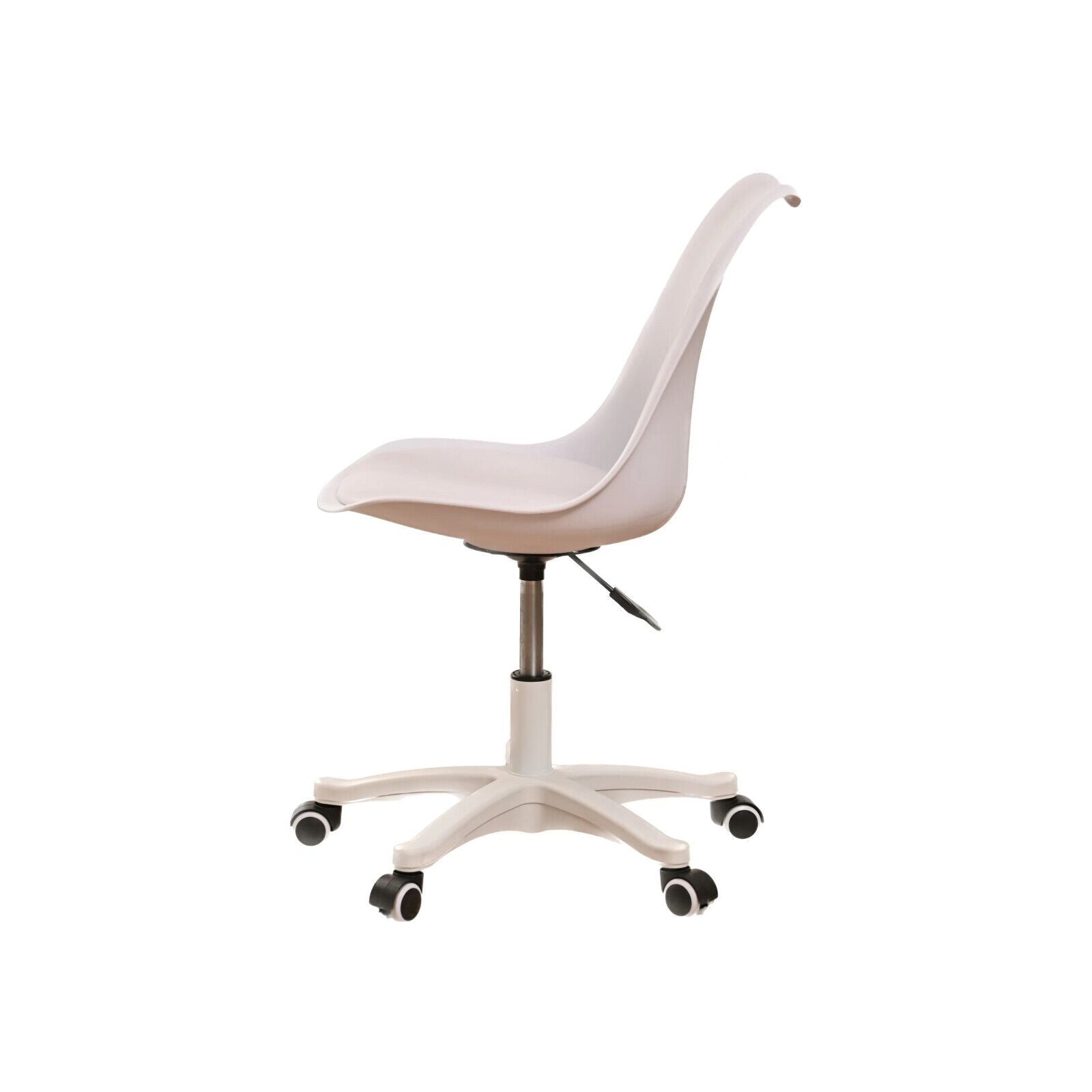 Armless Office Chair,Ergonomic Small Computer Desk Chair With Wheels,Adjustable Rolling Chair, Support Swivel Task Chair For Small Spaces Living Room,Bedroom White White Pu Office Rectangular Modern Handle Solid Back Polypropylene