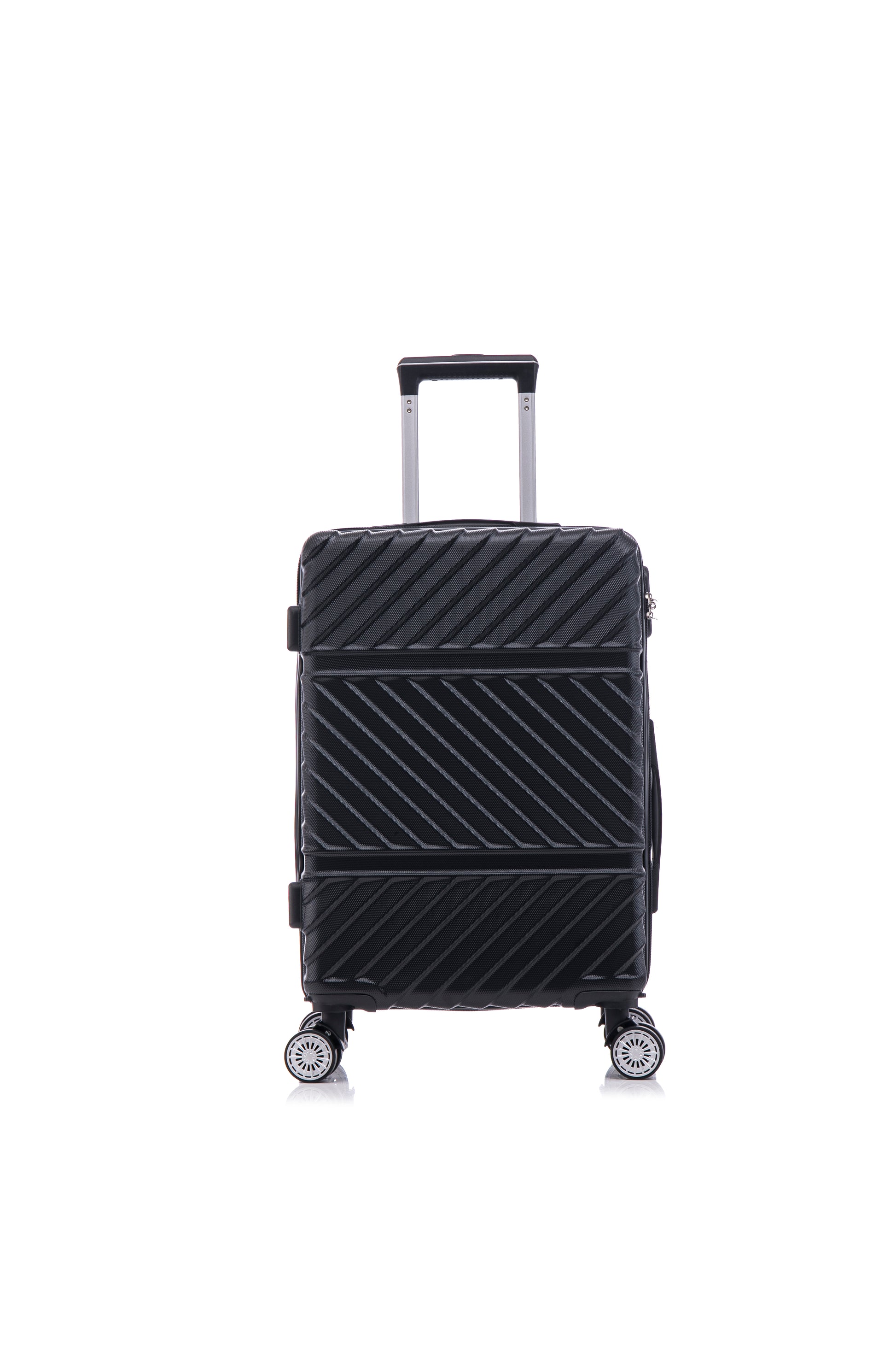 3 Piece Travel Lightweight Suitcase With Wheels, Password Lock, Business And Travel Carry On Luggage, Black 20 Inches 24 Inches 28 Inches Black Abs