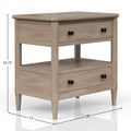 Open Nightstand Sand Finish With 2 Drawers Sand Solid Wood Mdf