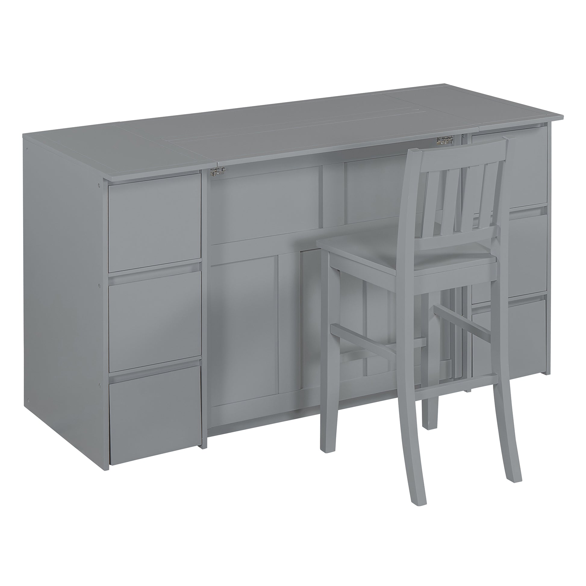 Twin Size Murphy Bed With Drawers, Cabinets And Usb Ports,Gray Twin Gray Mdf Lvl