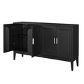 4 Door Sideboard Storage Cabinet With Door Shelf For Living Room And Dining Room, Two Large Cabinets With Adjustable Shelf, Black Black Rubberwood Solid Wood Mdf