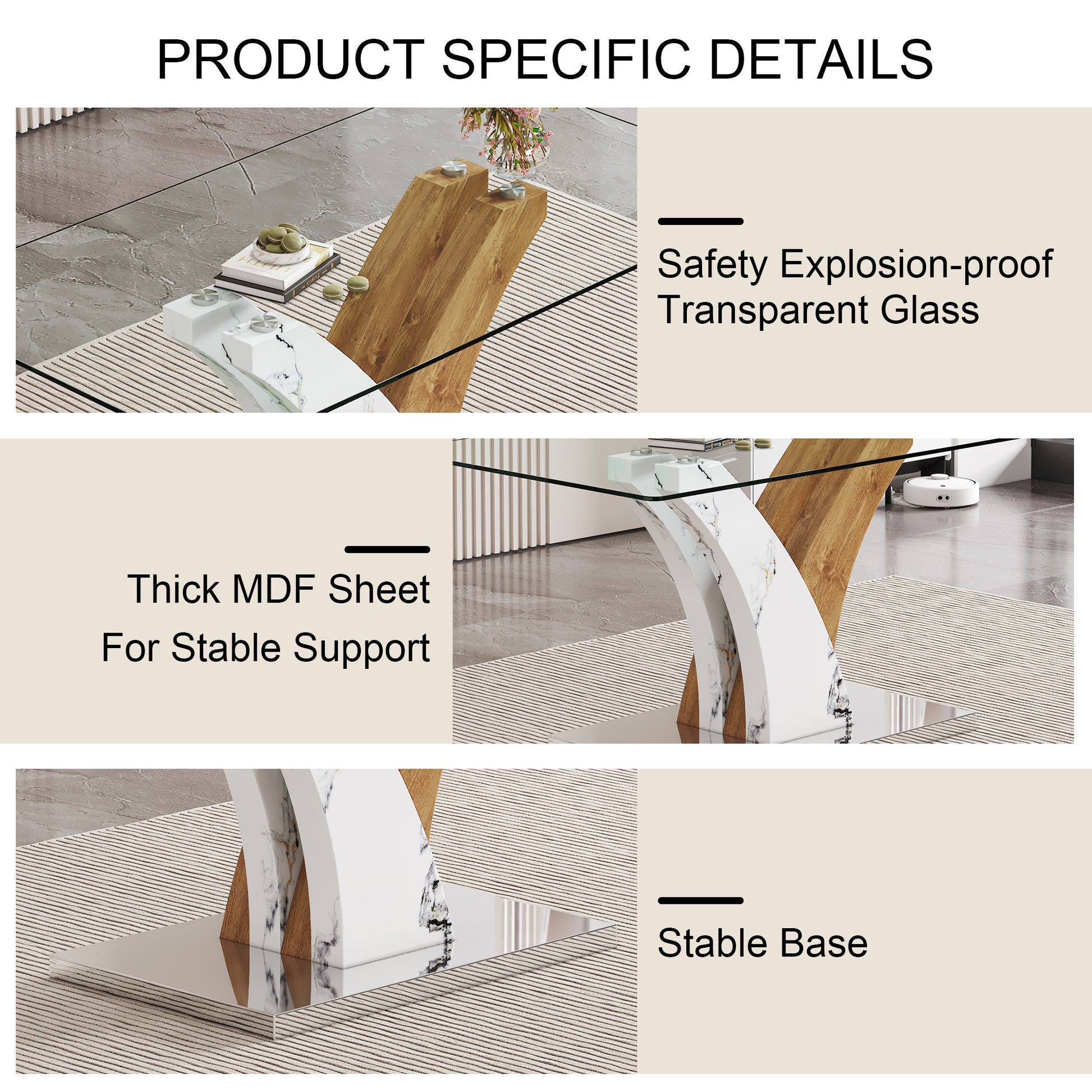 Table And Chair Set.Modern Dining Table, Tempered Glass Countertop With Artistic Mdf Legs.Paried With 6 Brown Chairs With Soft Linen Fabric Cushions And Black Metal Legs.Suitable For Various Styles. Black Brown,Transparent Seats 6 Mdf Metal