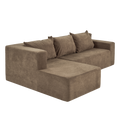 Modular Sectional Couch, Modern L Shape Sectional Sofa With Chaise Lounge, Comfy Snow Velet Fabric Corner Sofa Couch, Upholstered Couch For Living Room, Bedroom, Apartment Khaki Polyester Primary Living Space Medium Firm Cushion Back Medium Duty American