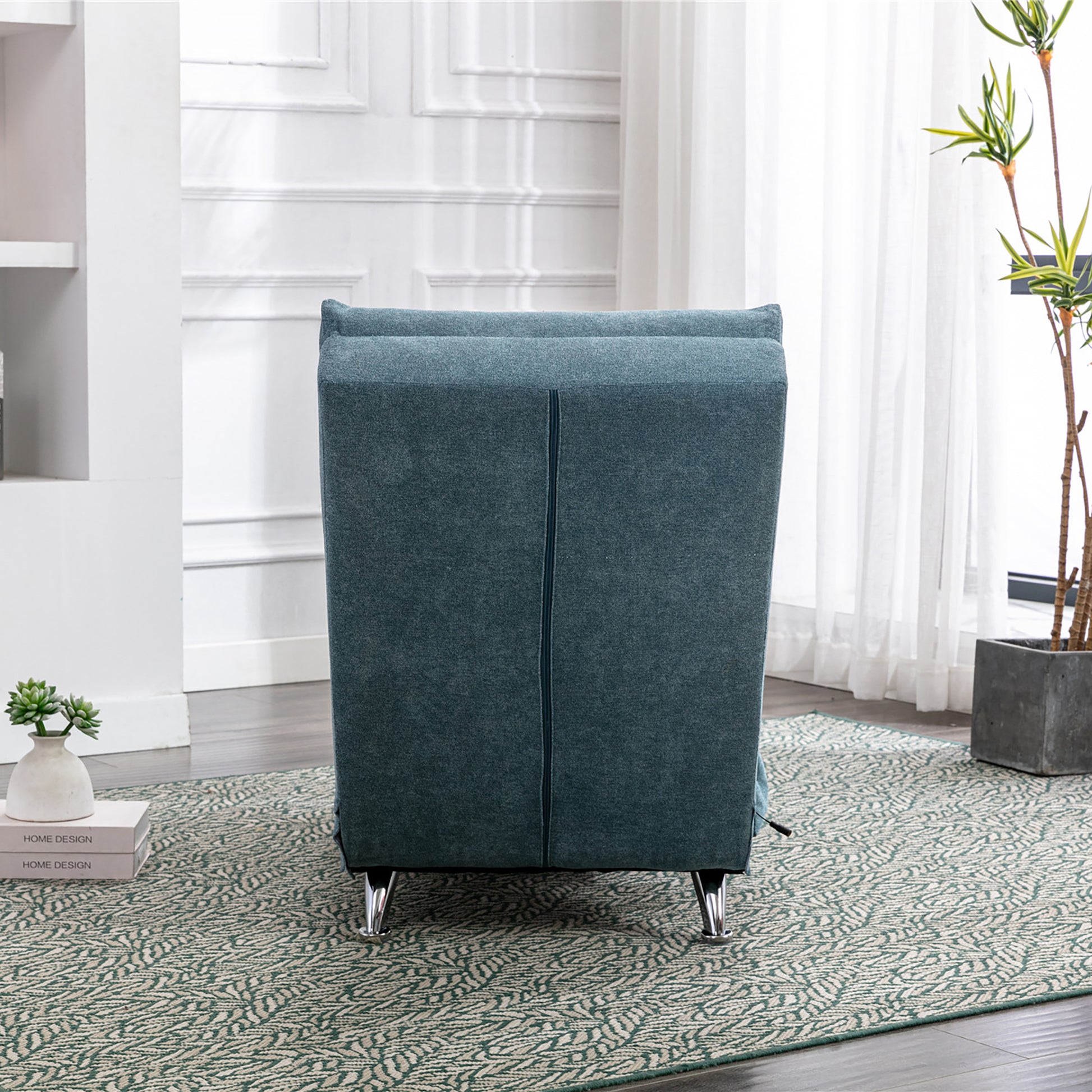 Coolmore Linen Massage Chaise Lounge Indoor With Remote Control,Ergonomic Electric Massage Long Lounger With 5 Modes For Office, Living Room,Bedroom Blue Blue Foam Linen