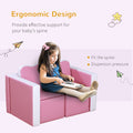 Qaba Kids Sofa Set 2 In 1 Multi Functional Toddler Table Chair Set 2 Seat Couch Storage Box Soft Sturdy Pink Pink Plastic