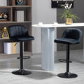 Homcom Adjustable Bar Stools Set Of 2, Velvet Counter Height Barstool, Upholstered Kitchen Stool With Swivel Seat, Steel Frame, Footrest For Kitchen Counter And Dining Room, Black Black Polyester