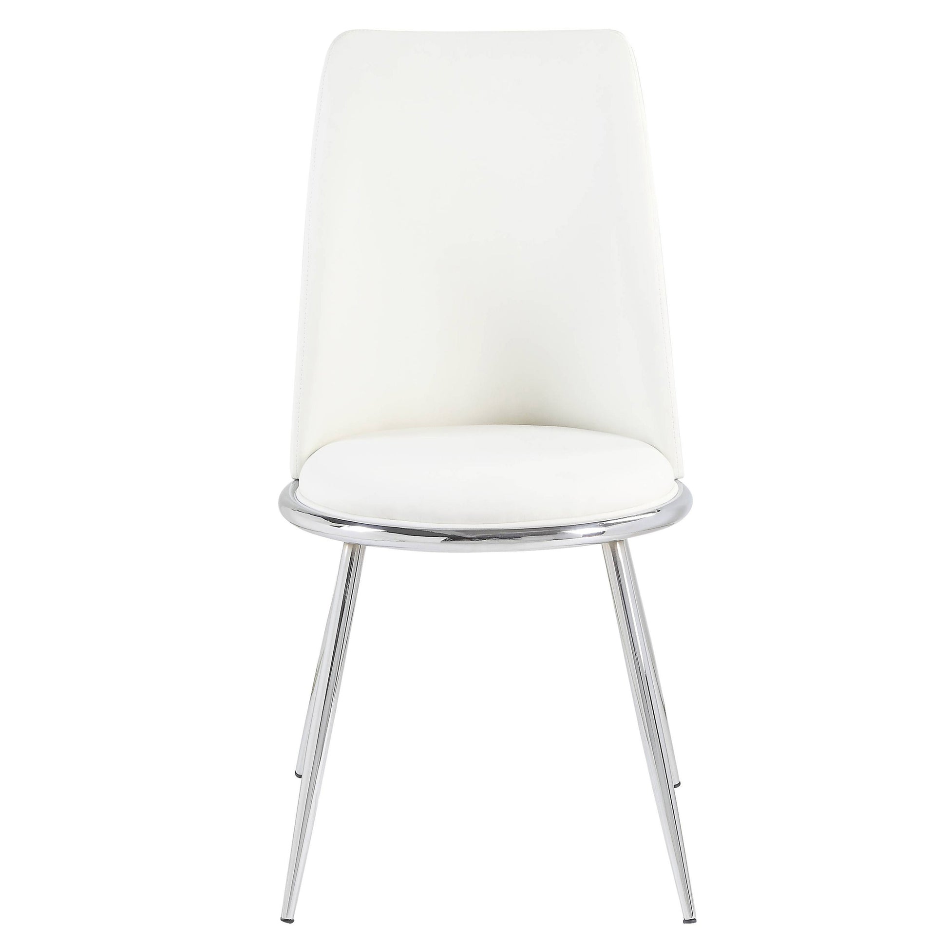 White And Chrome Tight Back Side Chairs Set Of 2 White Primary Living Space Contemporary Foam Fabric Metal