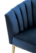 Midnight Blue And Gold Tufted Accent Chair Blue Gold Primary Living Space Wood Fabric
