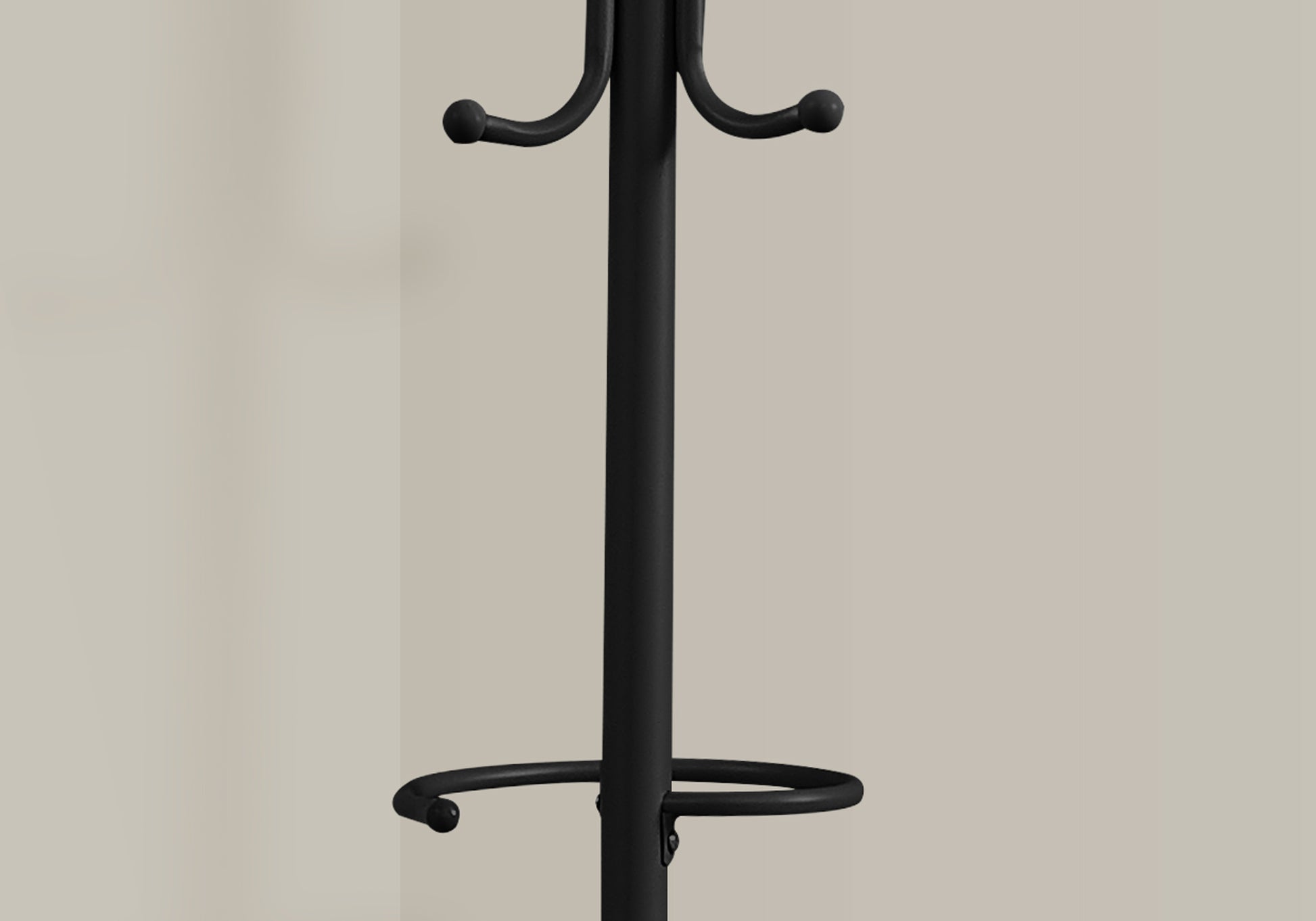 Coat Rack, Hall Tree, Free Standing, Hanging Bar, 6 Hooks, Entryway, 68"H, Bedroom, Black Metal, Contemporary, Modern Black Metal