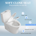 1.1 1.60 Gpf Dual Flush One Piece Toilet, Water Saving Elongated Comfort Height Floor Mounted, Soft Closing Seat, 1000 Gram Map Flushing Score Toilet, Glossy White 23T02 Gw White Ceramic