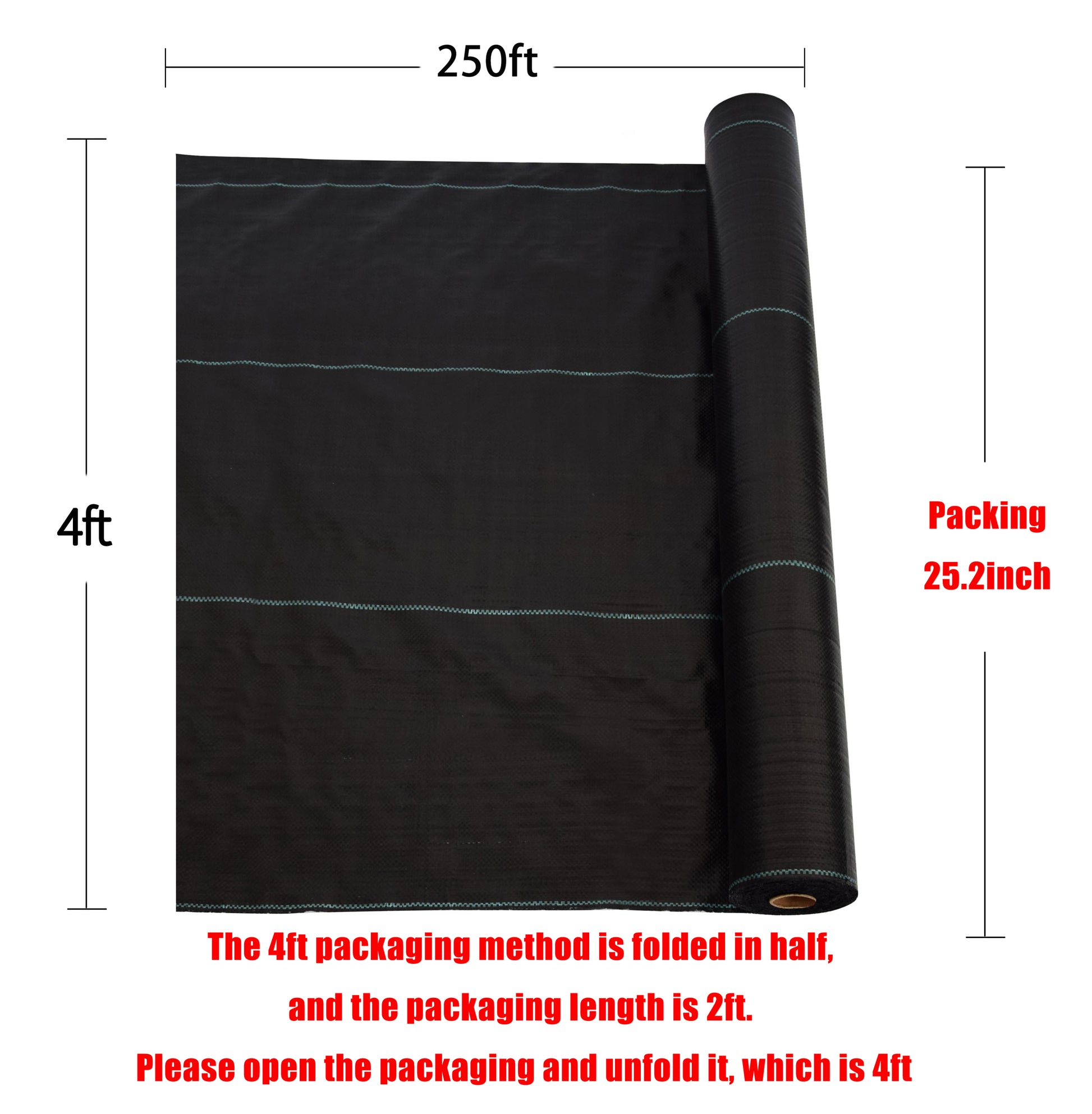 3.5Oz Weed Barrier Landscape Fabric 4Ft X 250Ft, Dual Layer Heavy Duty Landscape Fabric For Garden, Greenhouse, Pathway, Orchard Weed Control, Easy To Set Up Black Polypropylene