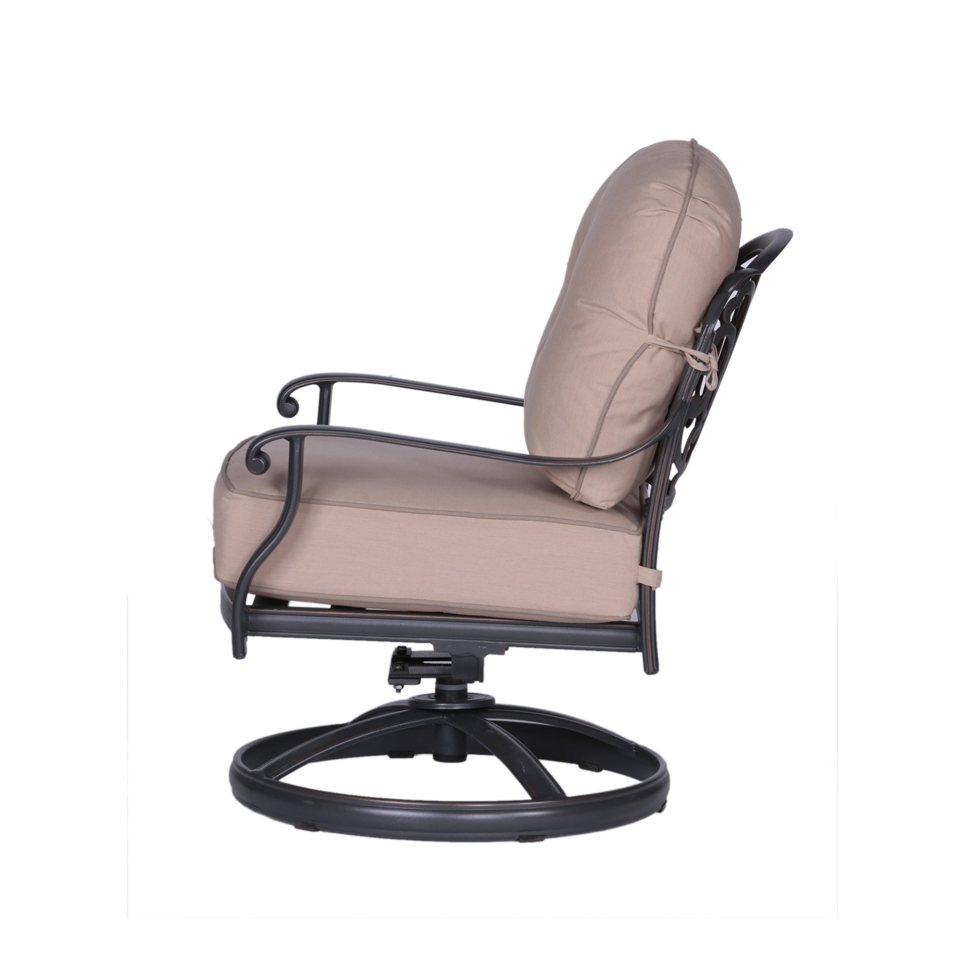 Club Swivel Chairs With Cushion, Quality Outdoor Patio Furniture Gunmetal Aluminium