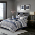 7 Piece Jacquard Comforter Set Navy King King Navy Polyester
