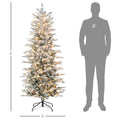 Homcom 6Ft Tall Prelit Artificial Christmas Tree Holiday D Cor With 636 Snow Flocked Branches, 250 Warm Yellow Clear Lights, Auto Open, Extra Bulb Green Plastic