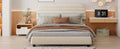 Queen Size Velvet Upholstered Platform Bed,Solid Frame And Stylish Curve Shaped Design, Beige Queen Beige Velvet