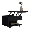 Portland Lift Top Coffee Table Black Primary Living Space Modern Freestanding Rectangular Hutch Coffee & End Tables Rectangular Mdf Engineered Wood