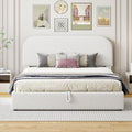 Teddy Fleece Queen Size Upholstered Platform Bed With Hydraulic Storage System, White Queen White Teddy