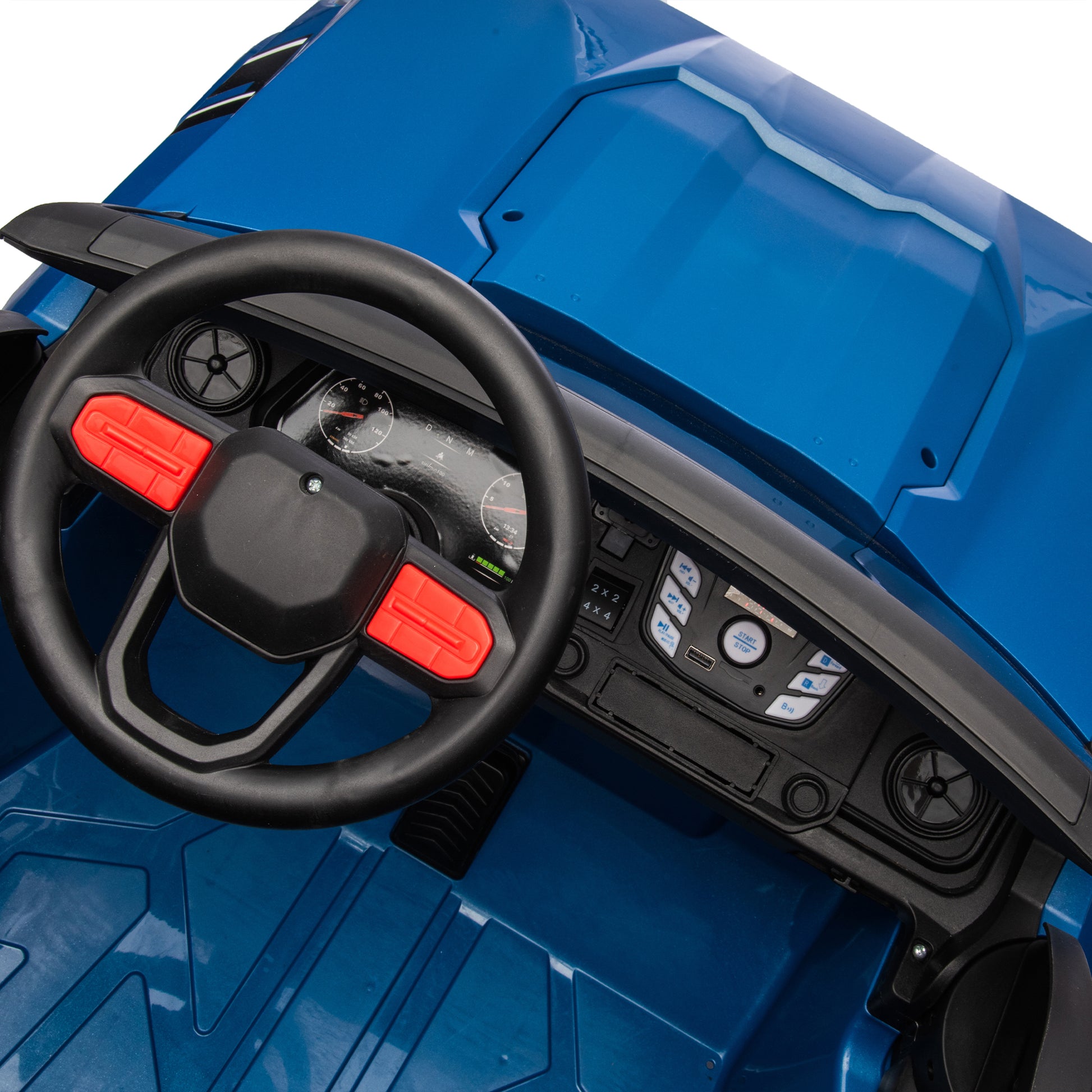 24V10A Two Seater Kids Ride On Electric Pickup, Kids Ride On Toy W Parents Remote Control,4Wd 800W Motors,Two Safety Belts,High Gate Safety Design,Usb,Bluetooth, Speed 2.49 3.73Mph For Kids Aged 3 .