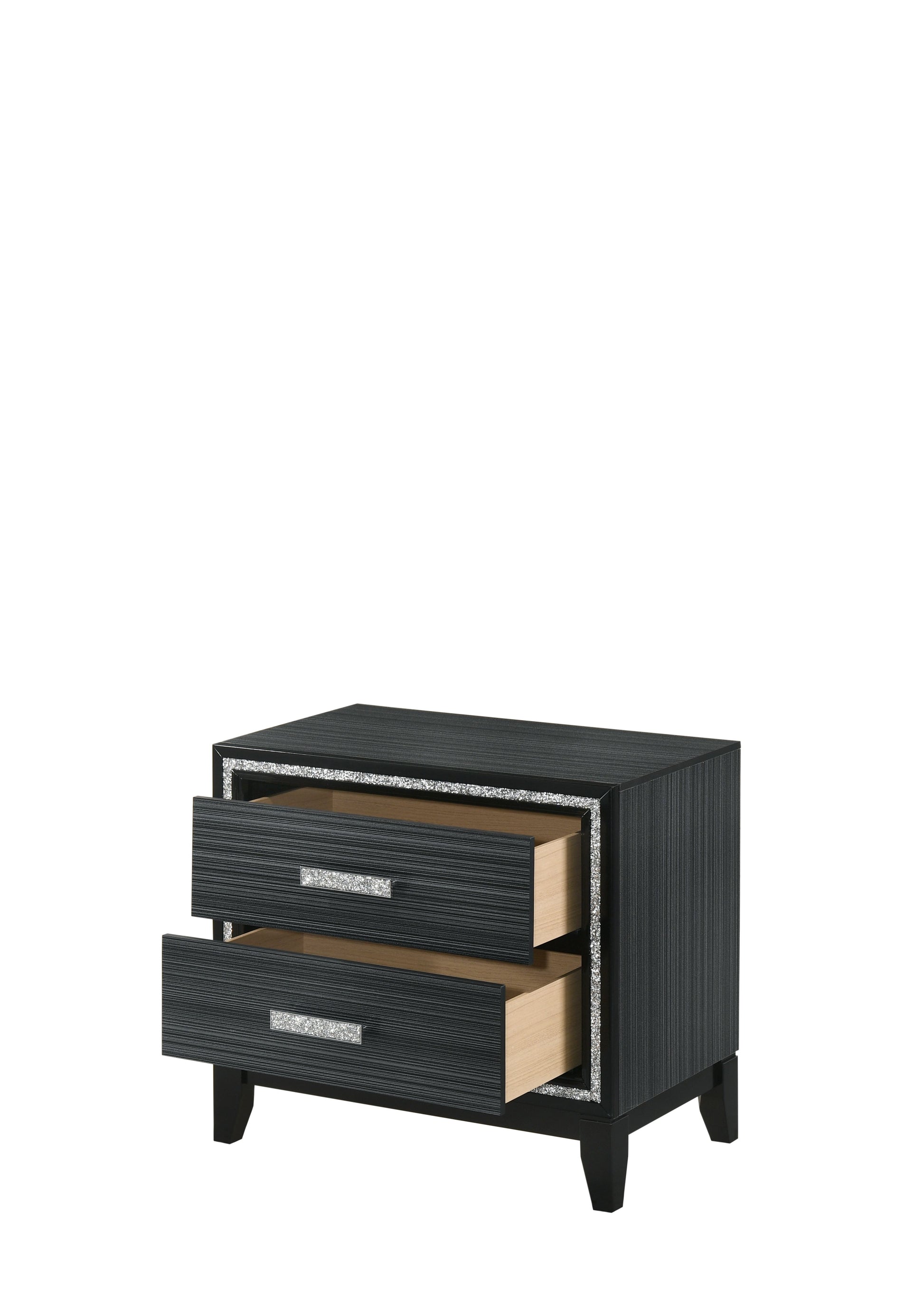 Haiden Weathered Black Finish Nightstand Black Synthetic Wood