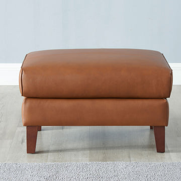 Maui Leather Ottoman Brown Memory Foam Genuine Leather