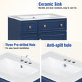 24 Inch Bathroom Vanity Cabinet With Ceramic Sink, 2 Drawers, 1 Door Blue Bathroom Solid Wood Mdf