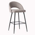 Modern 2 Piece Minimalist Upholstered Bar Stool Set Mushroom Mushroom Mdf Polyester