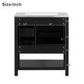 30Inch Transitional Style Bathroom Vanity Cabinet Combo With Ceramic Sink,Soft Close Door Black Bathroom Solid Wood Mdf