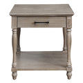 Weathered Oak End Table With Storage Drawer Oak Primary Living Space Traditional Pine Shelves Rectangular Wood