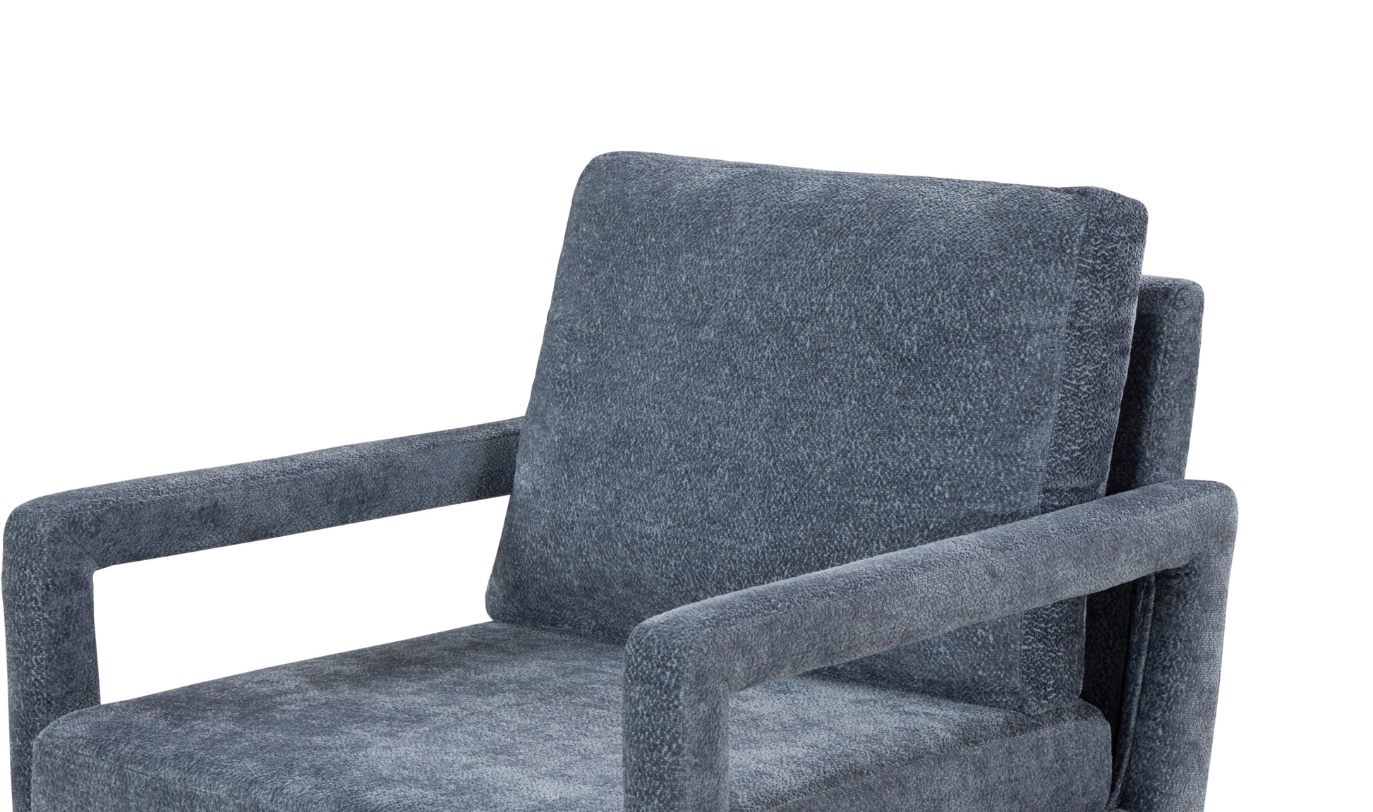 Mid Century Armchairaccent Chair With Chenille Armrest & Soft Cushion For Living Room, Bedroom, Home Office, Study, Dark Grayish Blue Blue Foam Wood Fabric