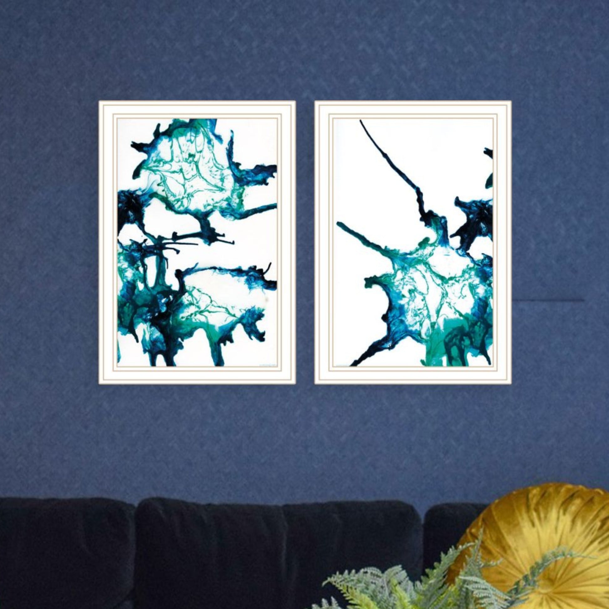 "Abstract Ocean Living" Framed Wall Art For Living Room, Wall Art Print For Home Decor, Bedroom Wall Art By Kamdon Kreations Multicolor Wood Paper