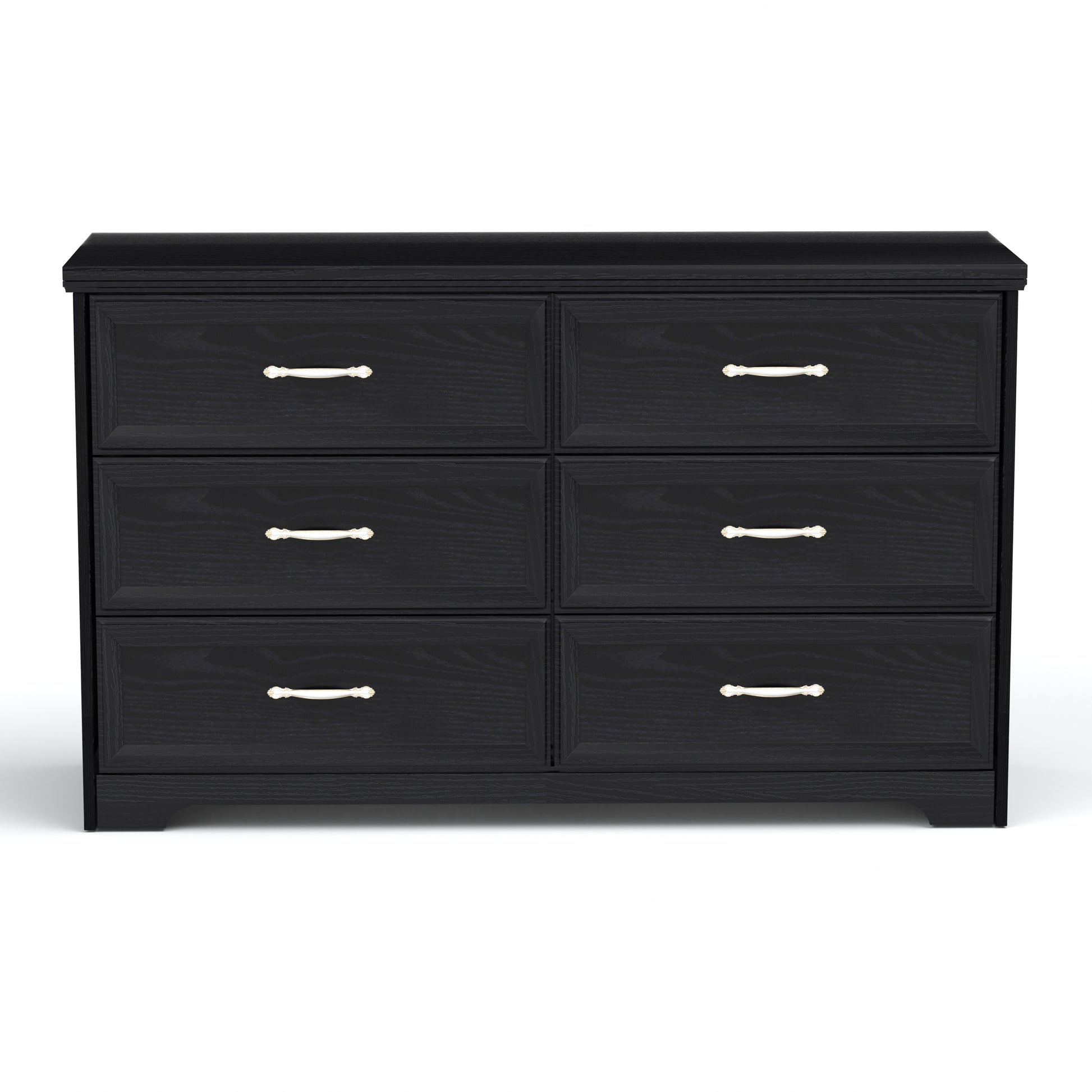 Modern 3 Drawer Bedroom Chest Of Drawers With 6 Drawers Dresser, Clothes Organizer Metal Pulls For Living Room, Bedroom, Hallway, Black,47.6 L X 15.7 W X 28.9 H Black Particle Board Mdf