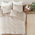 5 Piece Organic Cotton Oversized Comforter Cover Set W Removable Insert Natural Full Queen Natural Cotton