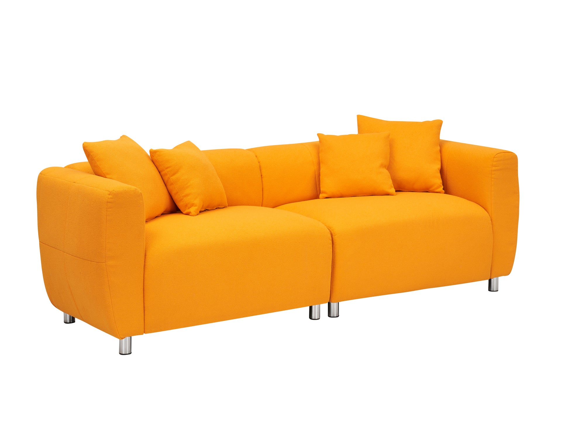 89 Inch Sofa For Living Room, Fashion Sofa With Metal Legs, 3 Seater Sofa, Solid Wood Frame Couch With 4Pillows, For Apartment Office Living Room Yellow Yellow Cotton Linen,Teddy 3 Seat