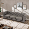 92.52 Inch Genuine Leather Couch 3 Seater Sofa With Tufted Back,Grain Leather Couch With Feather,Comfy Sofa For Living Room Apartment, Comfy Sofa Couch With Extra Deep Seats,Graphite Natural Graphite Genuine Leather 3 Seat