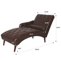 Chaise Lounge Arm Chair Indoor With Pillow And Solid Wood Legs, Leisure Accent Soft Chair With Tufted Back And Arm,Upholstered Chaise Couch Chair For Living Room, Bedroom,Dark Brown Pu Dark Brown Pu