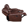 Keily 3 Piece Manual Reclining Living Room Set In Faux Leather Dark Brown Dark Brown Faux Leather