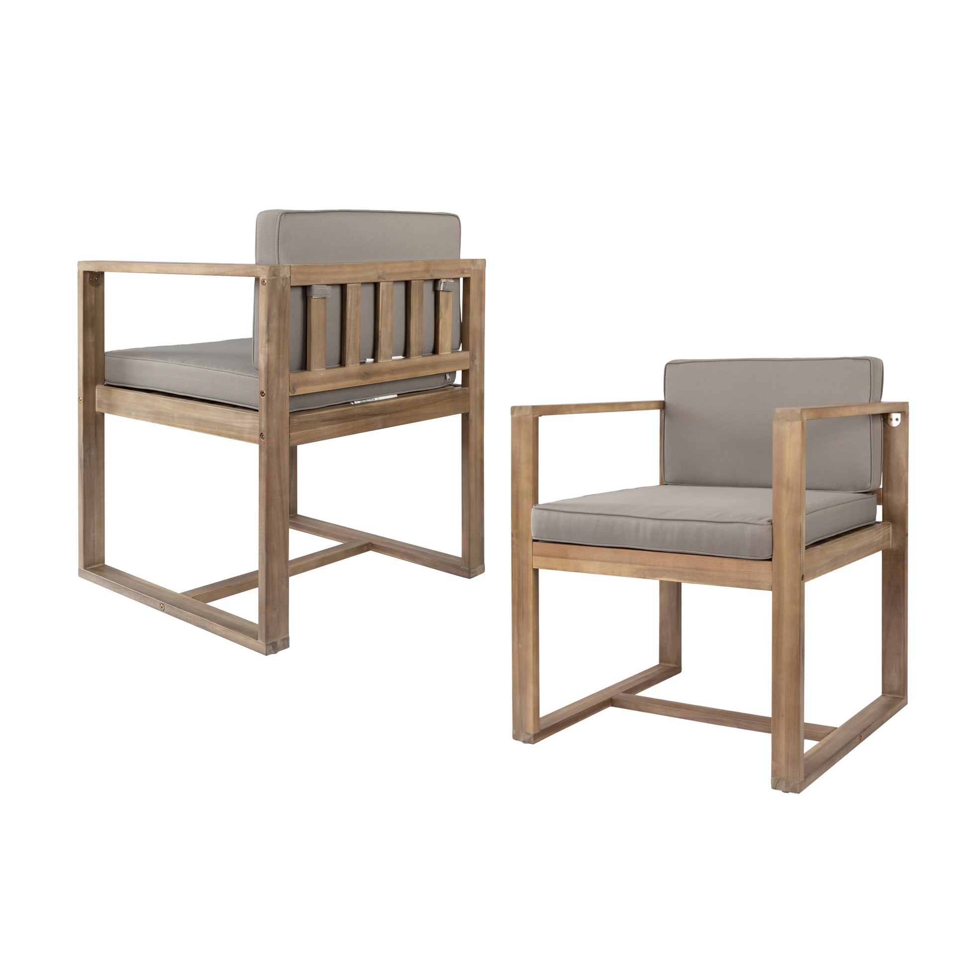 Patio Dining Chairs Set Of 2 Light Brown Acacia Wood