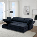 Modular Sectional Sofa Couch Bed With Storage 6 Seater, Sleeper Sofa Bed Couch With Reversible Chaise Ottomans, Adjustable Arms And Backs Blue Blue Polyester 3 Seat