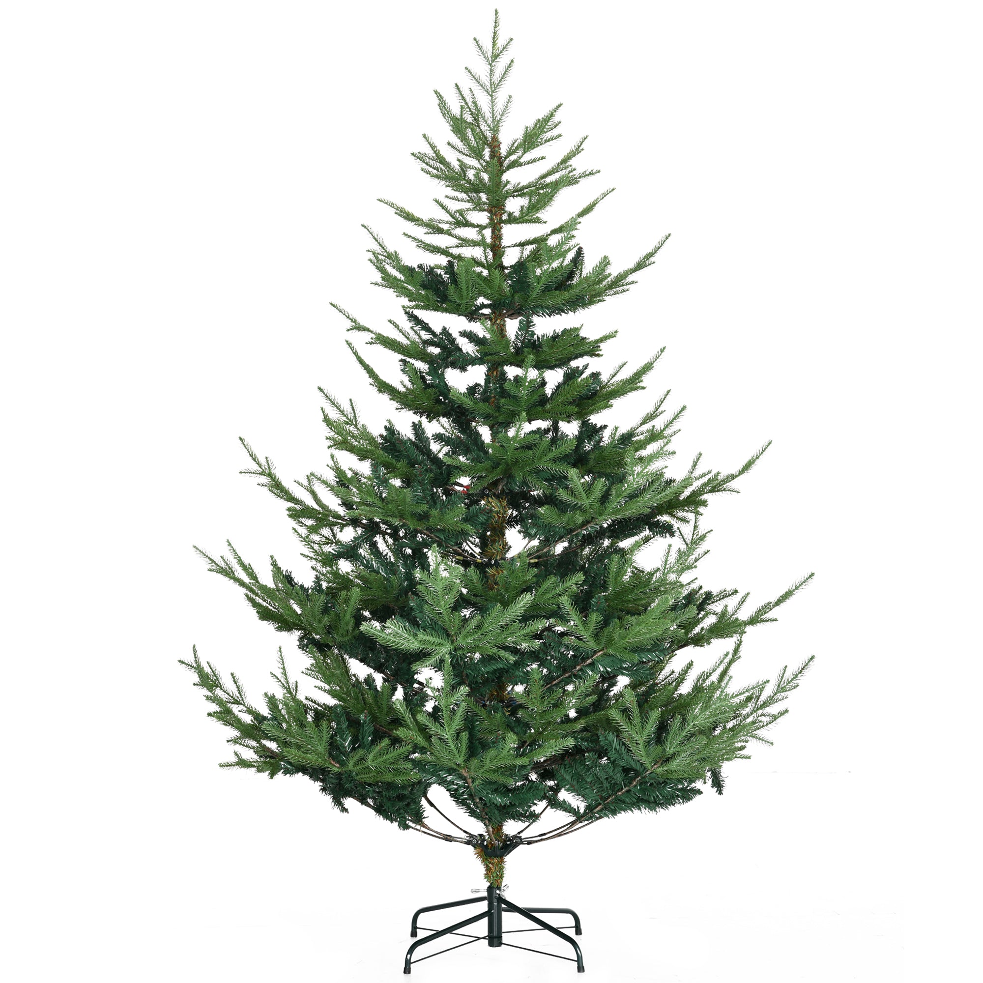 Homcom 6 Foot Artificial Christmas Tree, Pine Hinged Xmas Tree With 795 Realistic Branches, Steel Base, Auto Open, Green Green Plastic