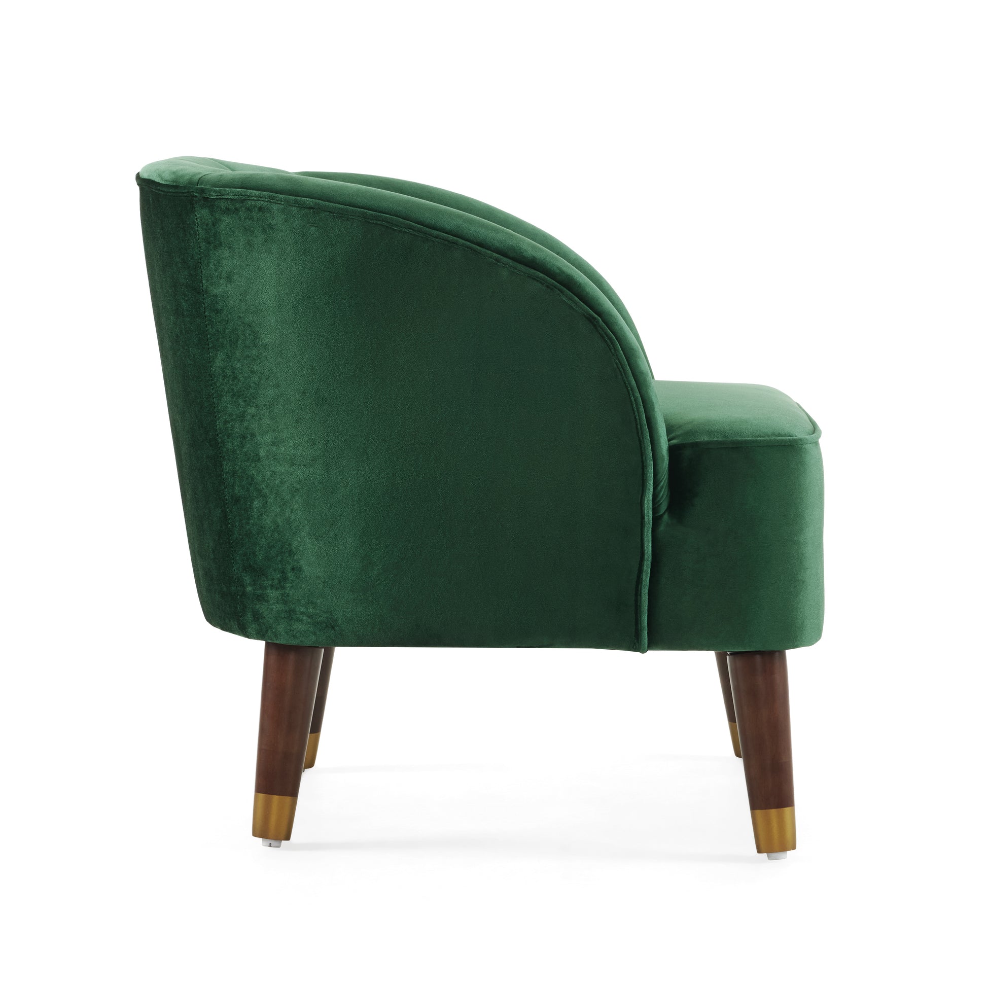 Upholstered Barrel Accent Chair With Wooden Legs Emerald Rubberwood Velvet