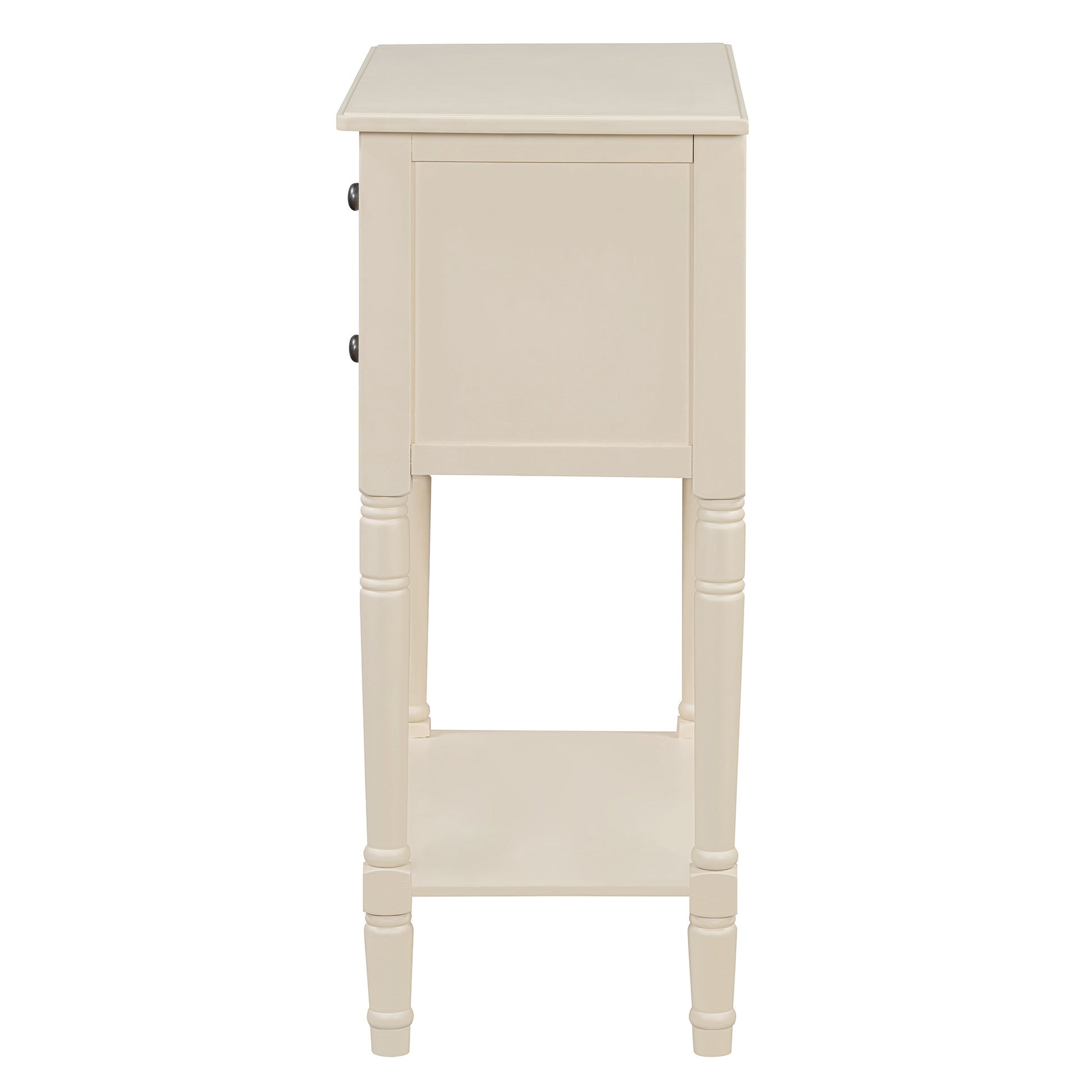 Narrow Console Table, Slim Sofa Table With Three Storage Drawers And Bottom Shelf Beige Beige Solid Wood Mdf