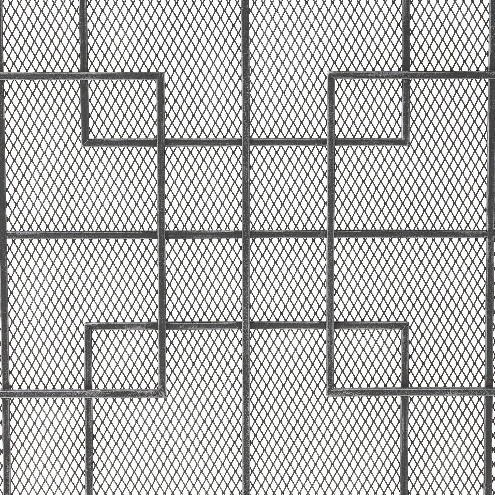 Fire Screen Black Silver Iron