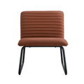 Brown Minimalist Armless Sofa Chair With Pu Backrest And Black Metal Legs, Suitable For Offices, Restaurants, Kitchens, And Bedrooms Brown Metal