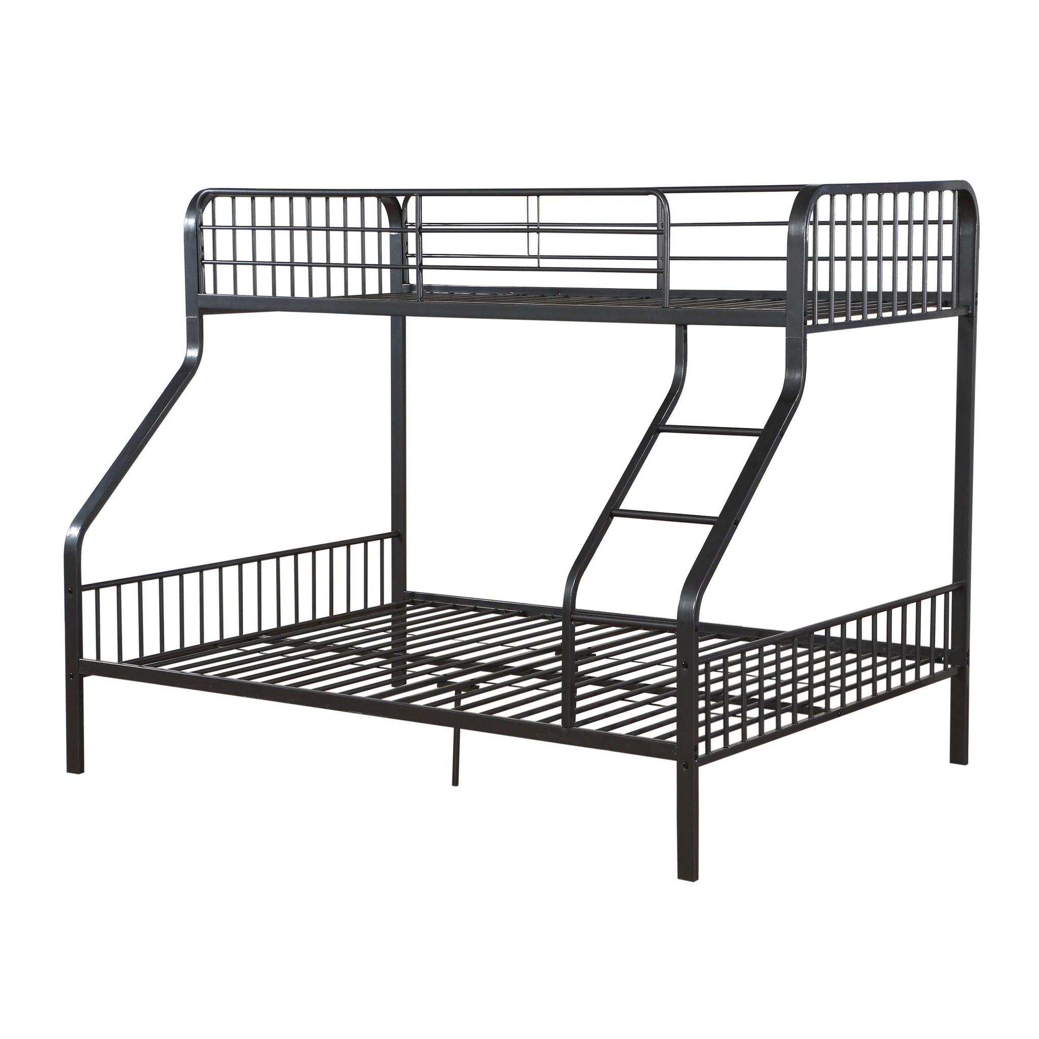 Gunmetal Twin Xl Queen Bunk Bed With Built In Ladder Gunmetal White Metal